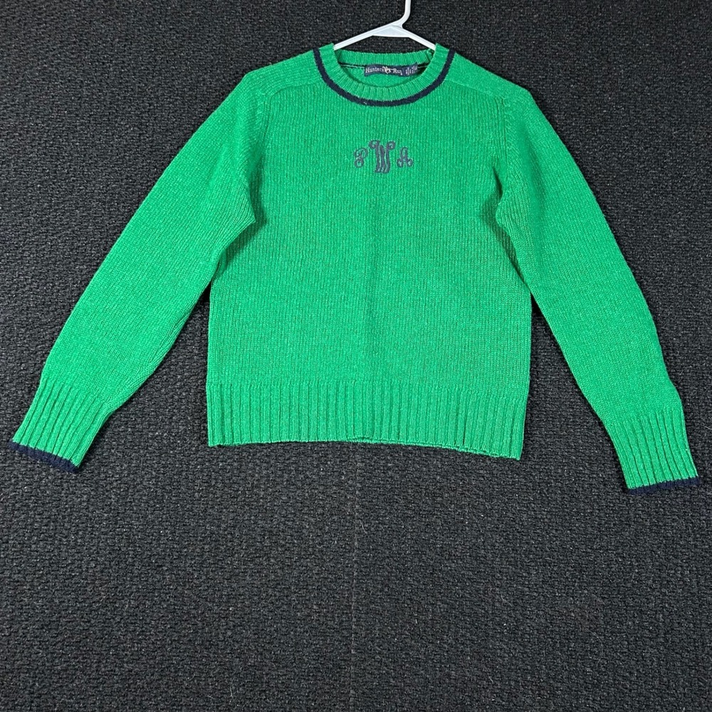 VTG Hunters Run Green Golf Theme Monogrammed Pullover Crewneck Sweater Women's L